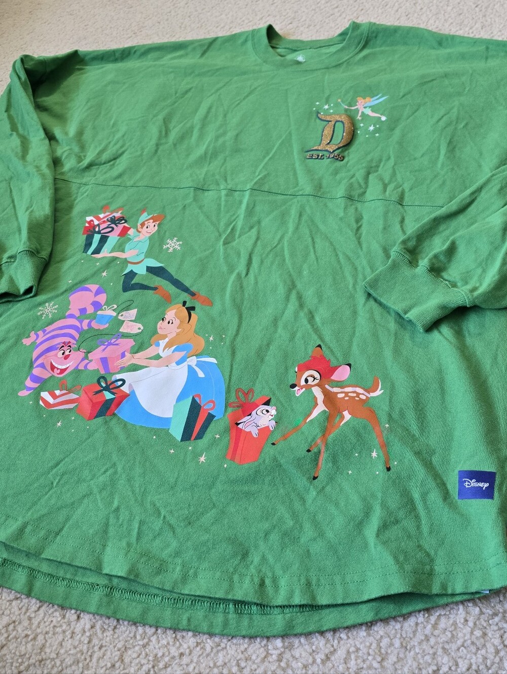 Disney Parks Classics Disneyland Holiday Greetings Spirit Jersey Green Adult NEW - Picture 3 of 15